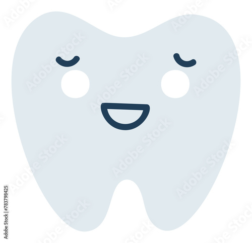 Gray shy tooth Emoji Icon. Cute tooth character. Object Medicine Symbol flat Vector Art. Cartoon element for dental clinic design, poster