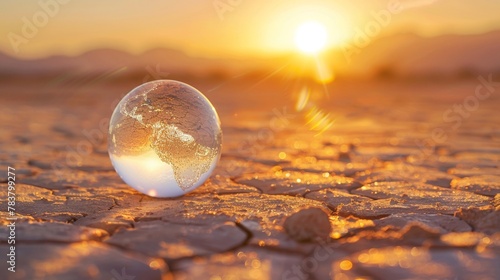 A glass globe in a desert, the isolation of a warming planet