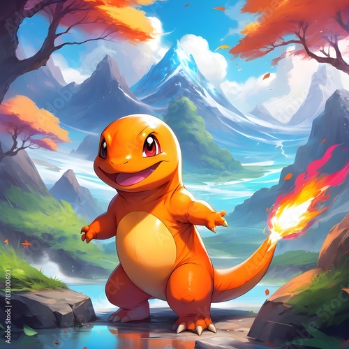 Charismatic Orange Dragon by Mountain Stream