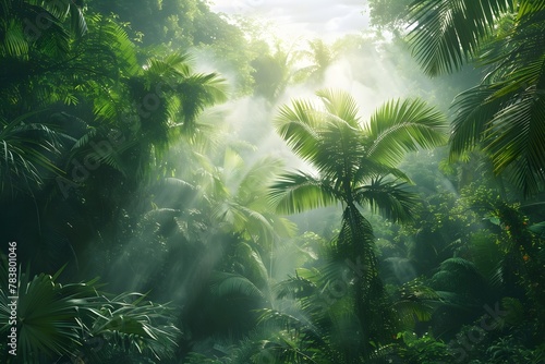 Lush Tropical Rainforest Canopy Regulating Earth's Climate and Ecosystem