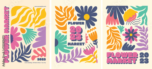 Hand drawn floral flyer template