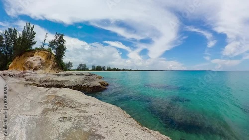 Calm blue sea and tropical beach. Borneo, Malaysia. Tindakon Dazang Beach. photo