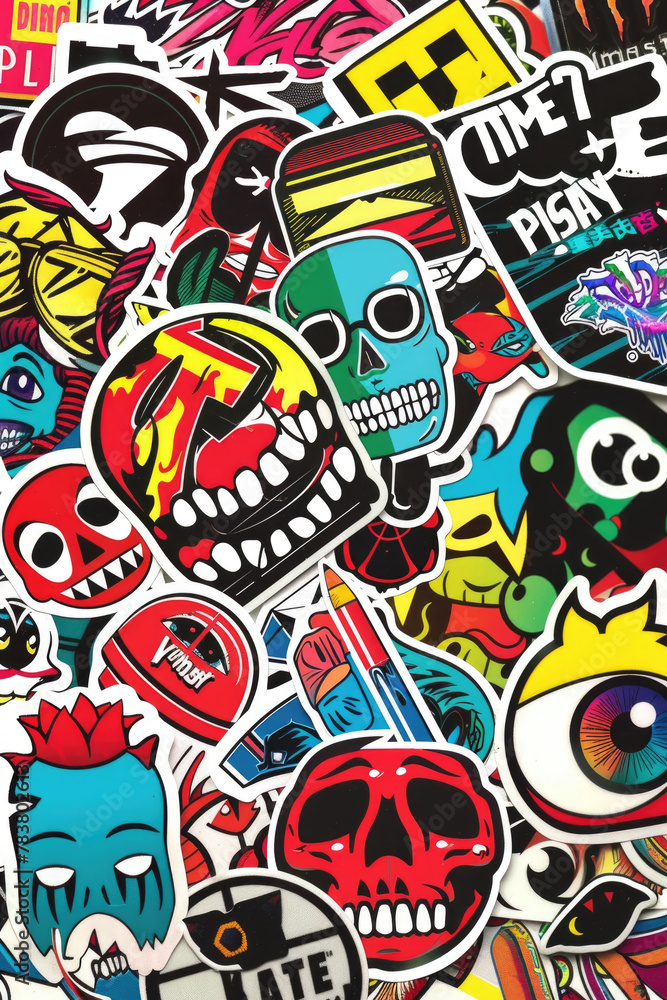 Collection of stickers in various hues spread out together, showcasing a diverse array of colors in one place