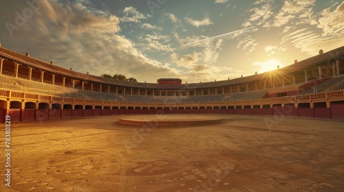 Majestic sunset over bullring arena