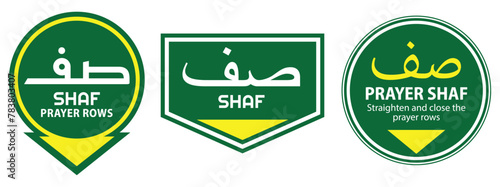 set of shaf sign for mosque or prayer room isolated. 3d Illustration