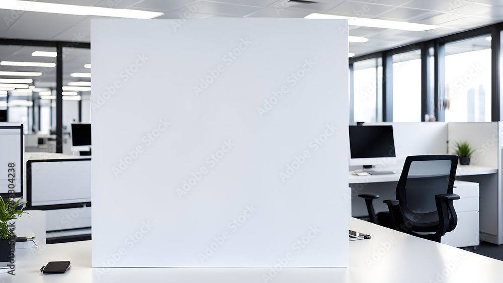 Graphic image on which text can be written for presentation purposes. Office background is blurry Graphic image on which text can be written for presentation purposes. Office background is blurry