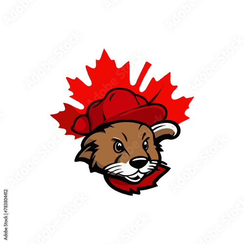 Creative Canadian Beaver vector logo design ideas. illustration maple leaf Canadian illustration. Beaver mascot logo with maple leaf