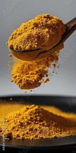 Asafoetida (powder) on a black background. photo