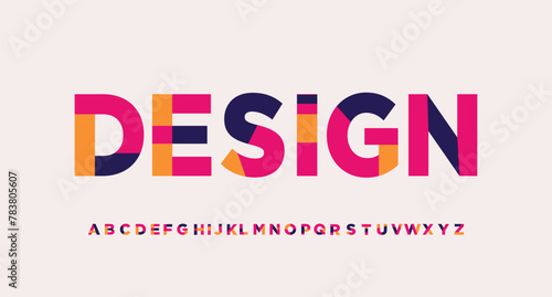 Creative alphabet, rainbow colors, modern geometric font. Bright colorful type for futuristic or kid logo, headline, lettering and typography. Trendy style letters, vector typographic design.