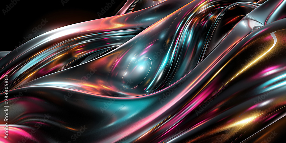Hintergrund in bunten irisierenden leuchtenden Neon Farben und Chrom für Webdesign und Druckvorlage Hintergrund in bunten irisierenden leuchtenden Neon Farben und Chrom für Webdesign und Druckvorlage