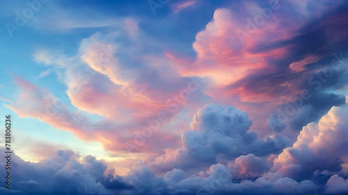 Beautiful sky with cumulus clouds