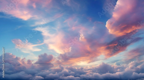 Beautiful sky with cumulus clouds