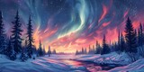 Magnificent Swirls of the Northern Lights Illuminating the Snowy Landscape in a Serene Winter Wonderland