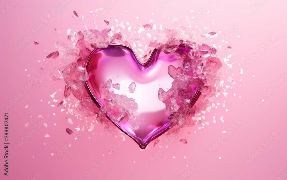 Glitter heart dissolving into pieces on