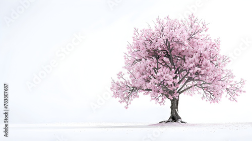 Cherry Blossom Tree in Solitary Bloom Stands Resilient Against Winter's Icy Clutches
