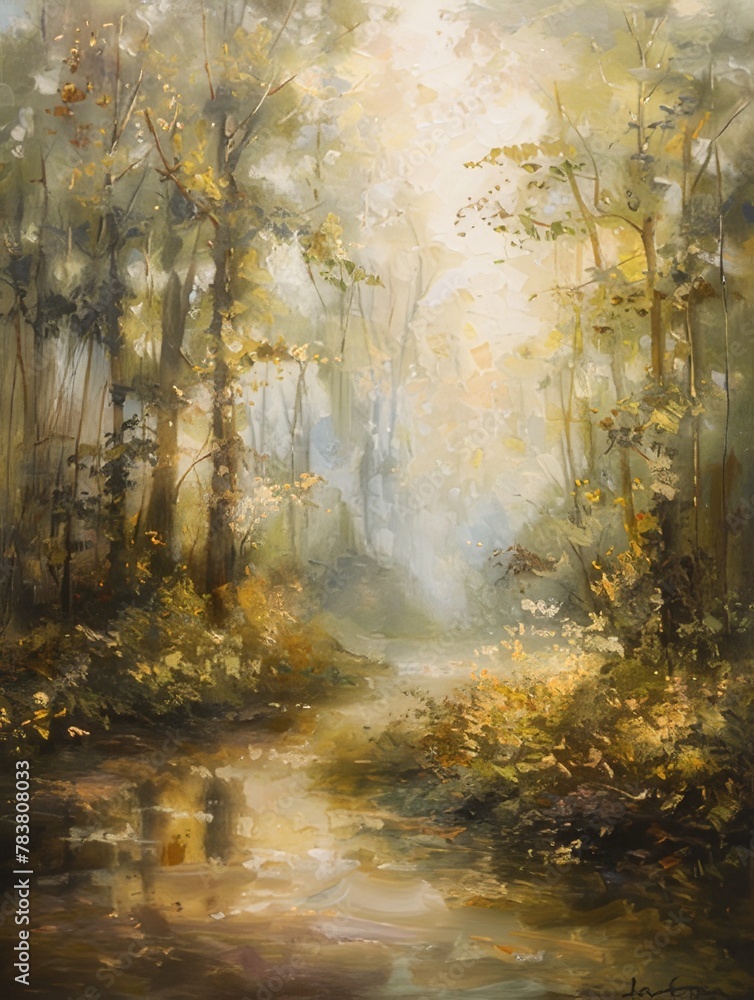 Foggy Forestscape Art Background