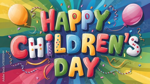 Happy Children s Day  illustration  with creative text