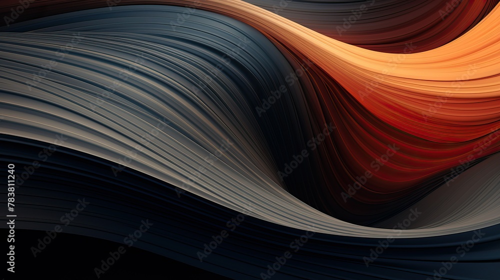 Detailed close-up of a colorful wavy pattern set against a solid black background, creating a striking visual contrast. Generative AI Detailed close-up of a colorful wavy pattern set against a solid black background, creating a striking visual contrast. Generative AI