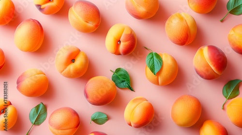 Fresh Apricots Arrangement on Pastel Background © Stanley