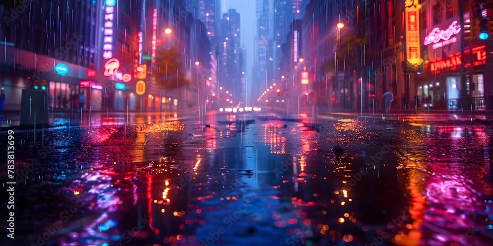 Neon Lit Cityscapes Shimmering Under the Rainfall s Embrace A Captivating Canvas of Urban Reflective Beauty Neon Lit Cityscapes Shimmering Under the Rainfall s Embrace A Captivating Canvas of Urban Reflective Beauty