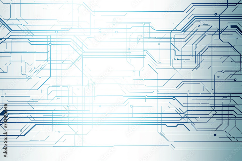 Abstract illustration of data flow on circuit, white digital cyberspace concept. Background, wallpaper.