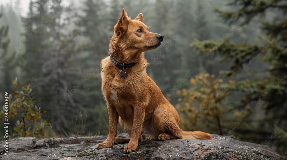 Naklejka premium Craft a visual narrative of a dog in its element within the realm of wildlife