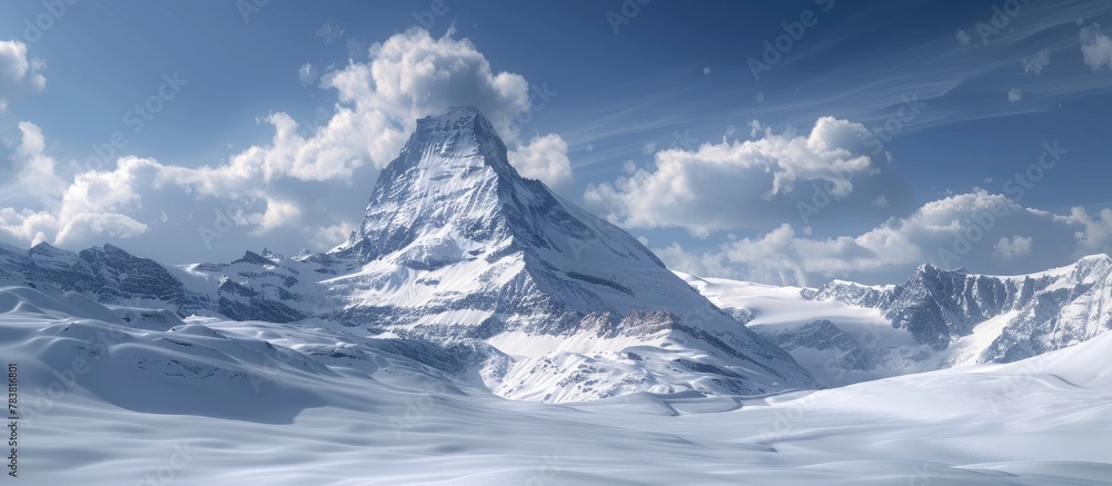 Stunning Snow Capped Peak of the Iconic Matterhorn in the Swiss and Italian Alps
