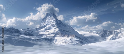 Stunning Snow Capped Peak of the Iconic Matterhorn in the Swiss and Italian Alps