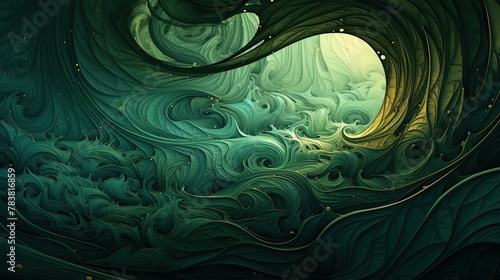 A painting depicting a powerful wave in the ocean, with elegant colors and intricate details capturing its movement and energy. Generative AI photo