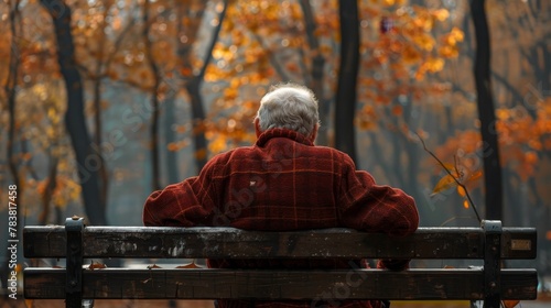 Craft a visual narrative of an elderly individual finding solace in solitude