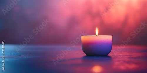 The Gentle Flicker of a Tea Light Candle in a Softly Lit Gradient Filled Sanctuary of Soothing Pinks and Lavenders