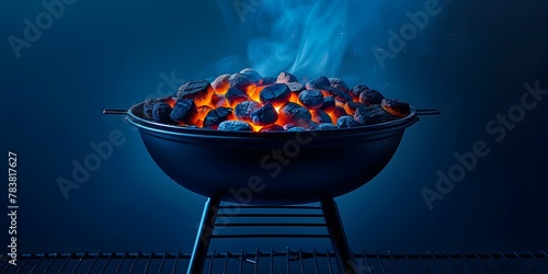 Glowing Coals in a Barbecue Grill against a Dramatic Night Sky Backdrop photo