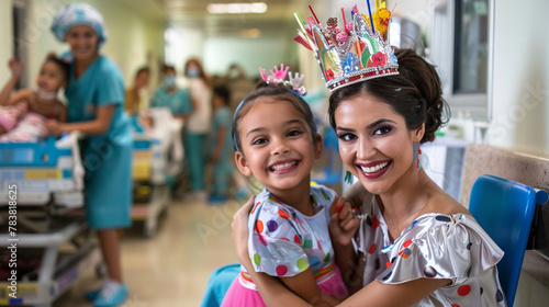 Miss Intercontinental spreading joy while visiting a hospital for sick children. Happiness, love, health, respect