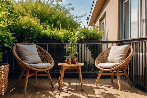 balcony in the home  decoration of  small living room  free time relaxation in home