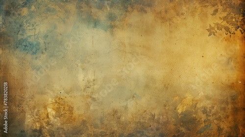 A painting featuring a textured brown and blue background. Generative AI