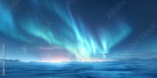 Mesmerizing Aurora borealis Dance Across the Snowy Arctic Landscape in a Vibrant Cosmic Display of Nature s Ethereal Beauty © Thares2020
