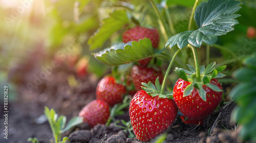 ripe strawberries grow in the garden