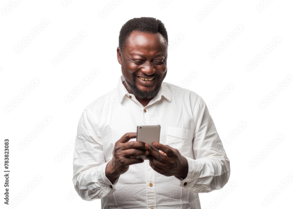 Happy African Man Using Smartphone Happy African Man Using Smartphone