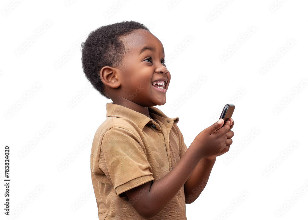 Young Boy with Phone Smiling Young Boy with Phone Smiling
