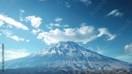 Majestic Snowcapped Volcano Sakurajima Dominating Scenic Landscape in Japan