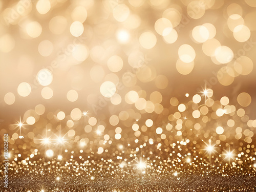 golden christmas lighting background , golden glittering background
