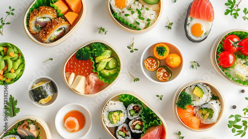 Japanese Bento Boxes Brimming with Fresh, Colorful Sushi for School Lunches