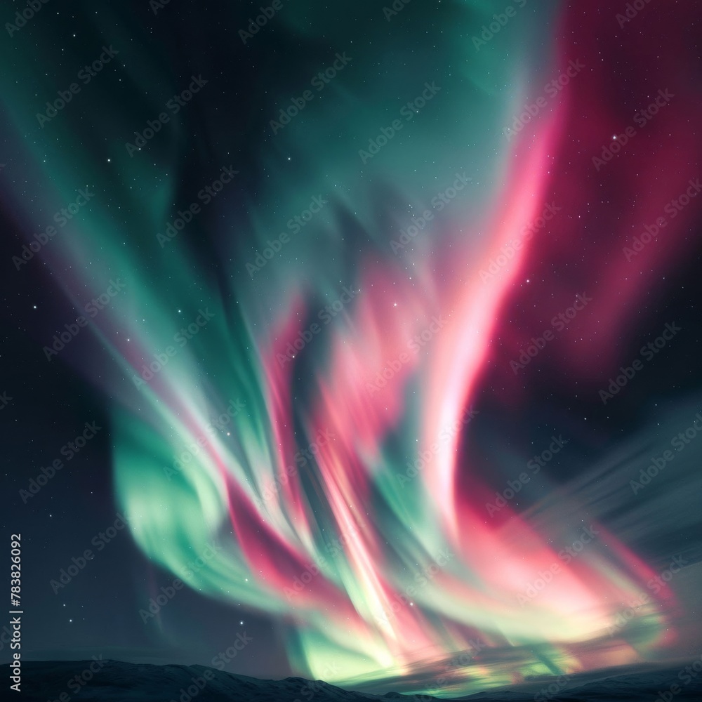 Fototapeta premium Pink Northern Lights Aurora
