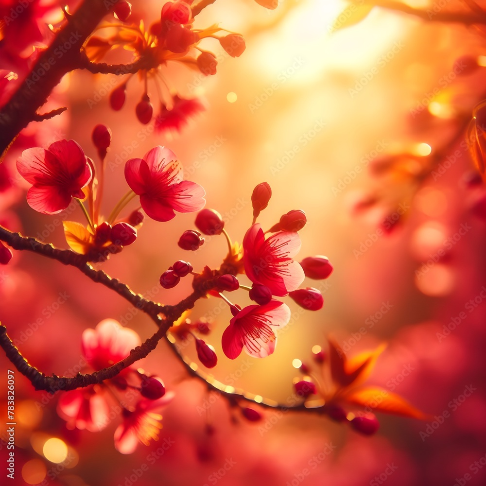 Flowers on a branch. Generative ai Flowers on a branch. Generative ai