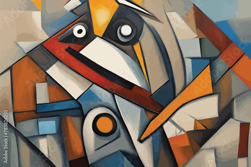 illustration of a cubist painting of a sparrow