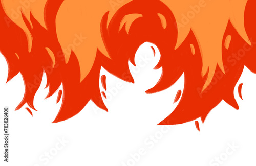 Red hot chilli burning fire background hand painting illustration cartoon