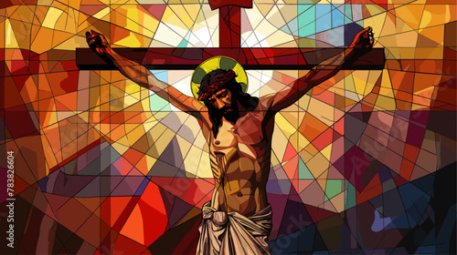 Good friday stained glass illustration of Jesus Christ