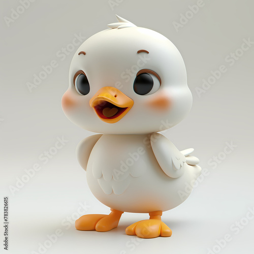 A cute and happy baby goose 3d illustration