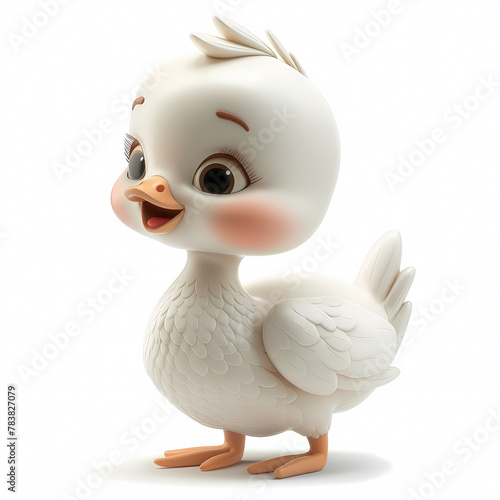 A cute and happy baby goose 3d illustration