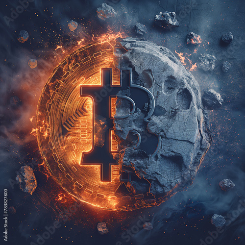 bitcoin halving conceptual illustration in vector style photo